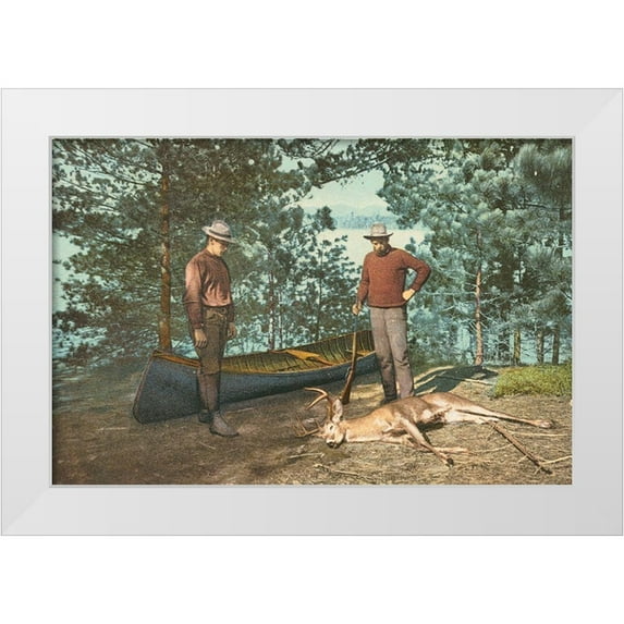 Detroit Publishing Co. 14x11 White Modern Wood Framed Museum Art Print Titled - Hunting, Adirondacks, N.Y., 1898