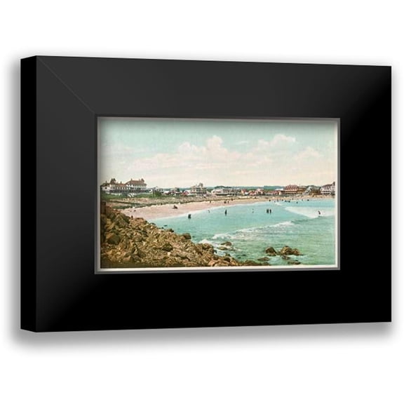 Detroit Publishing Co. 18x13 Black Modern Framed Museum Art Print Titled - Bathing At York Beach, York Beach, Me., 1898