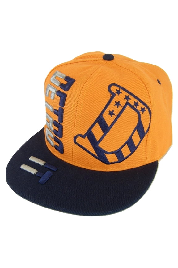 Detroit Raised Text Adjustable Snapback Baseball Cap (Orange/Navy)