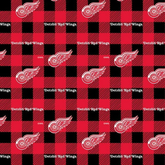Detroit Red Wings Buffalo Plaid Fleece-Sold by the Yard