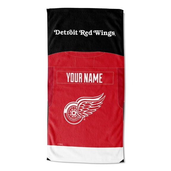 Detroit Red Wings NHL Jersey Personalized Beach Towel, 30" x 60"