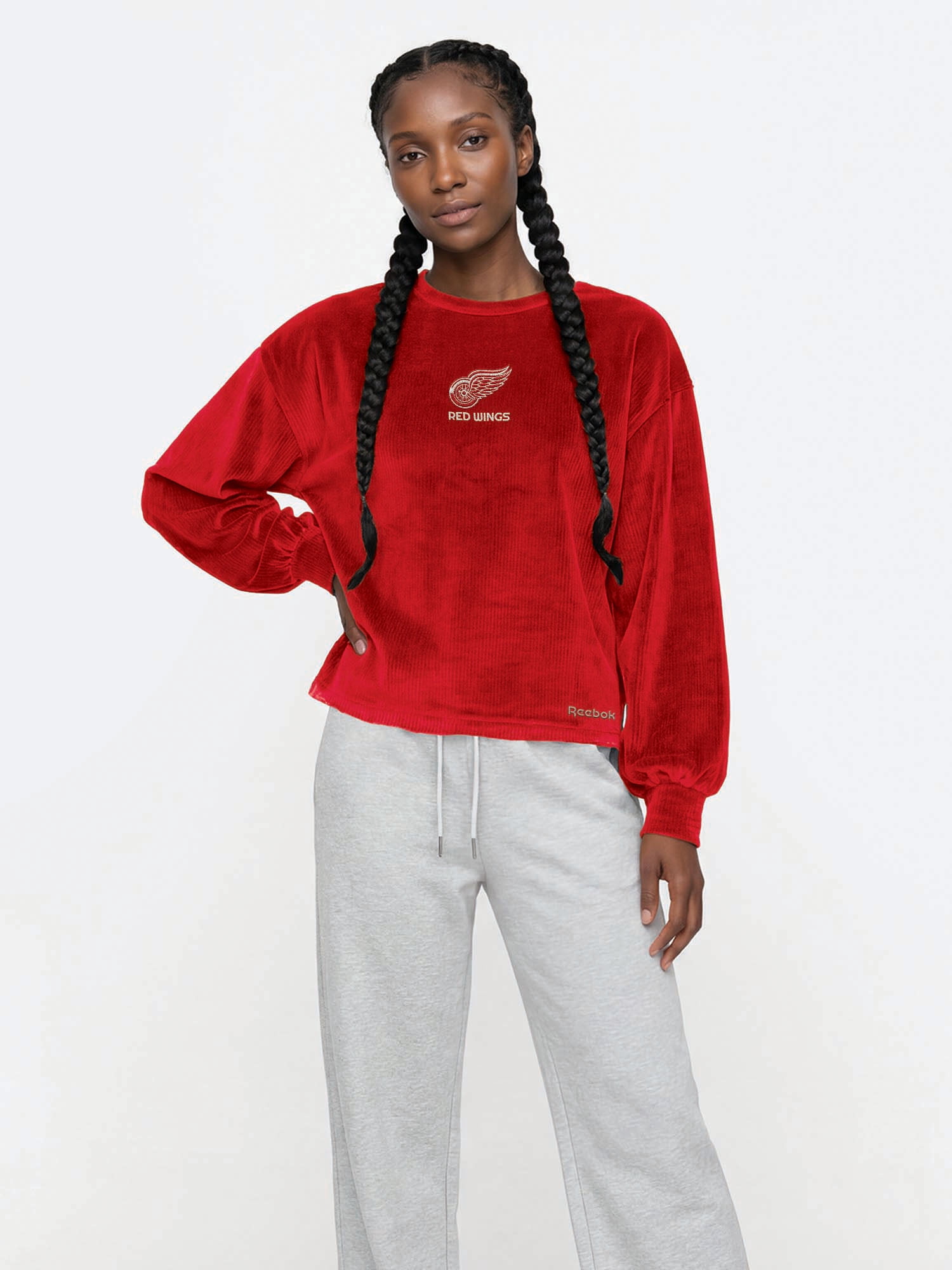 Detroit Red Wings Reebok Womens Crew Neck Pullover with Balloon Sleeves