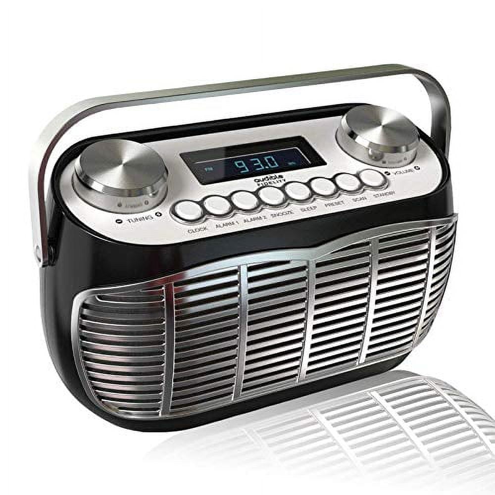 Detroit Retro Portable AM FM Radio for Home with Alarm Clock and