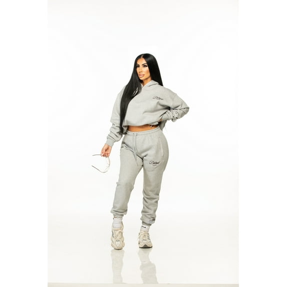 Sweat Set Detroit Rhinestone Women’s 2 Piece Tracksuit, Pullover Hoodie & Jogger Pants Lounge Outfit