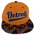 thumbnail image 1 of Detroit Script Print on Bill Adjustable Snapback Baseball Cap (Orange/Navy), 1 of 2