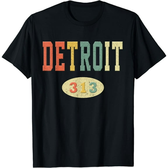 Detroit Shirt Area Code 313 T-Shirt Retro 70s Colors