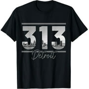 Detroit Skyline T-Shirt - Celebrating the Legendary 313 Area Code in Michigan