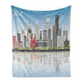 thumbnail image 1 of Detroit Soft Flannel Fleece Throw Blanket, Detroit Skyline with Skyscrapers and Modern Buildings Clear Sky Water Reflection, Cozy Plush for Indoor and Outdoor Use, 50" x 60", Multicolor, by Ambesonne, 1 of 6