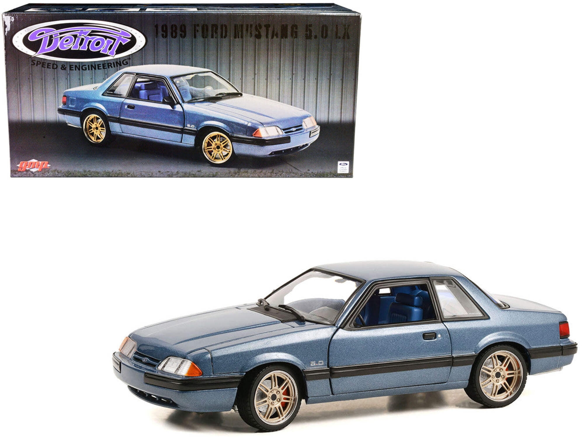 GMP/ACME Ford Mustang 5.0 LX Detroit Speed 1989 – Échelle 1/18, Bleue – Neuve
