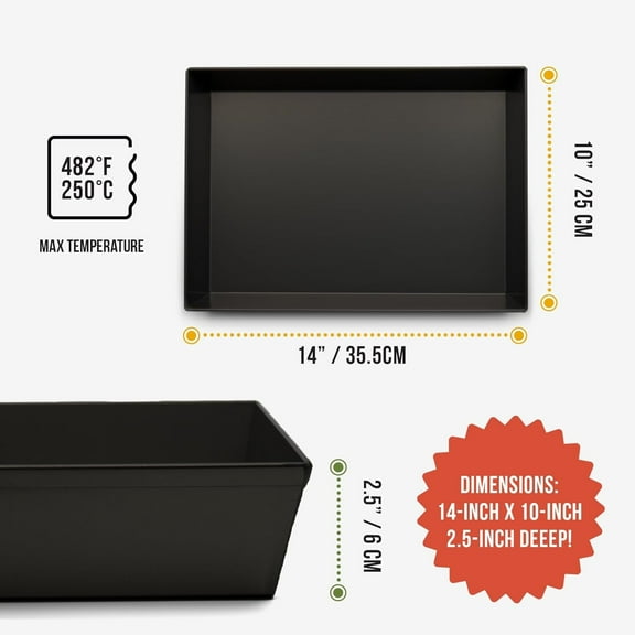 Detroit Style Pizza Pan, 10 x 14 inch, Hard Anodized Rectangular Aluminum Deep Dish Pizza Pan, Pre-Seasoned Bakeware Kitchenware