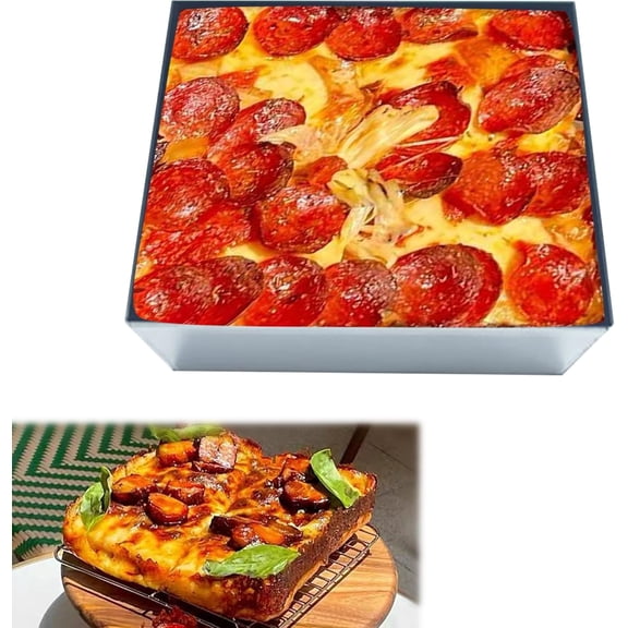 Detroit Style Pizza Pan 9 Inch: Commercial-Grade Non Stick Aluminum Pizza Baking Pan, Hard Anodized Deep Dish Pizza Pan, Pre-Seasoned Bakeware Kitchenware, Rectangle Cake Pan (Silver, 9×9in)