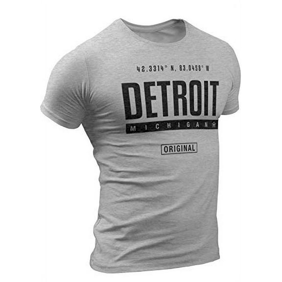 Detroit T Shirts Unisex S M L XL XXL - Detroit GPS GEO TAG Coordinates T-Shirt — Detroit Tee Shirts by DETROIṬREBELS