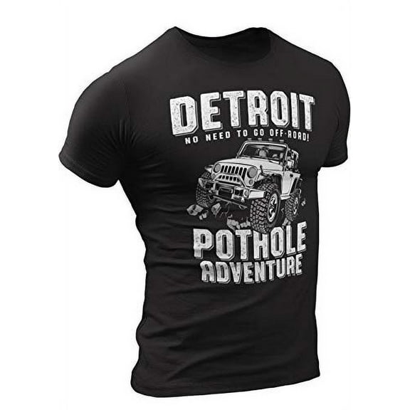 Detroit T Shirts Unisex S M L XL XXL - Detroit Pothole Adventure T-Shirt — Detroit Tee Shirts by DETROIT★REBELS