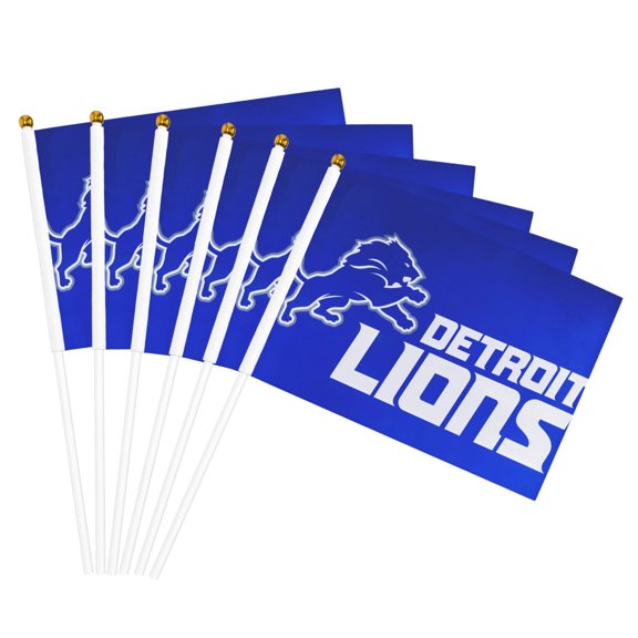 Detroit Team Double Sided Hand Waving Flag(Pack of 6), Spectator Hand Waving Flag, Fan Flag with Flagpole, Home, Party Decoration Flag, Mini Flag 5.5x8.2 Inch