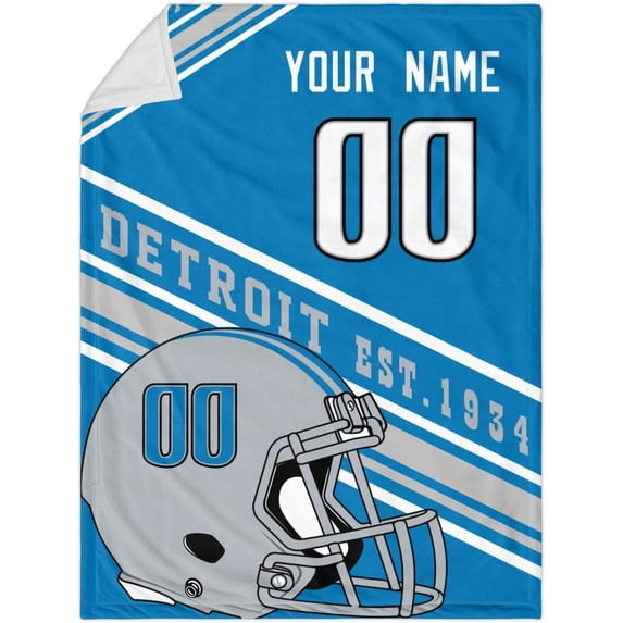 Detroit Throw Blanket Custom Blanket Personalized Any Name & Number Bed Tapestry Gifts for Men 40"X50"