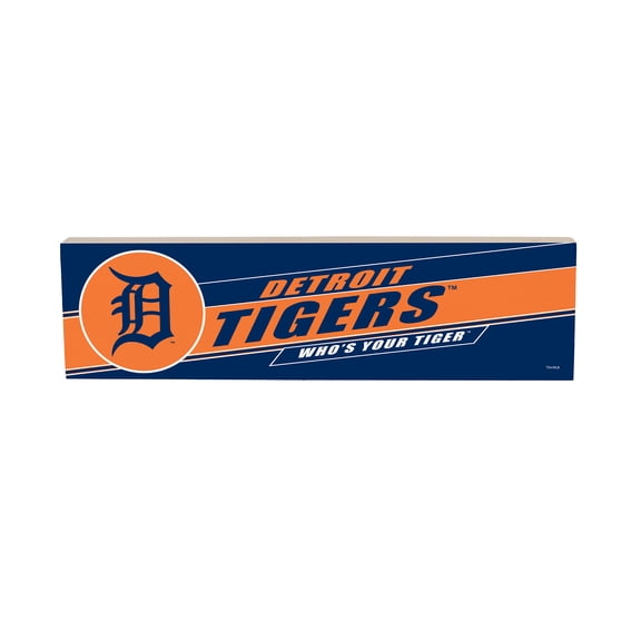 Detroit Tigers 5" x 18" Shadow Logo Wood Mantle Sign