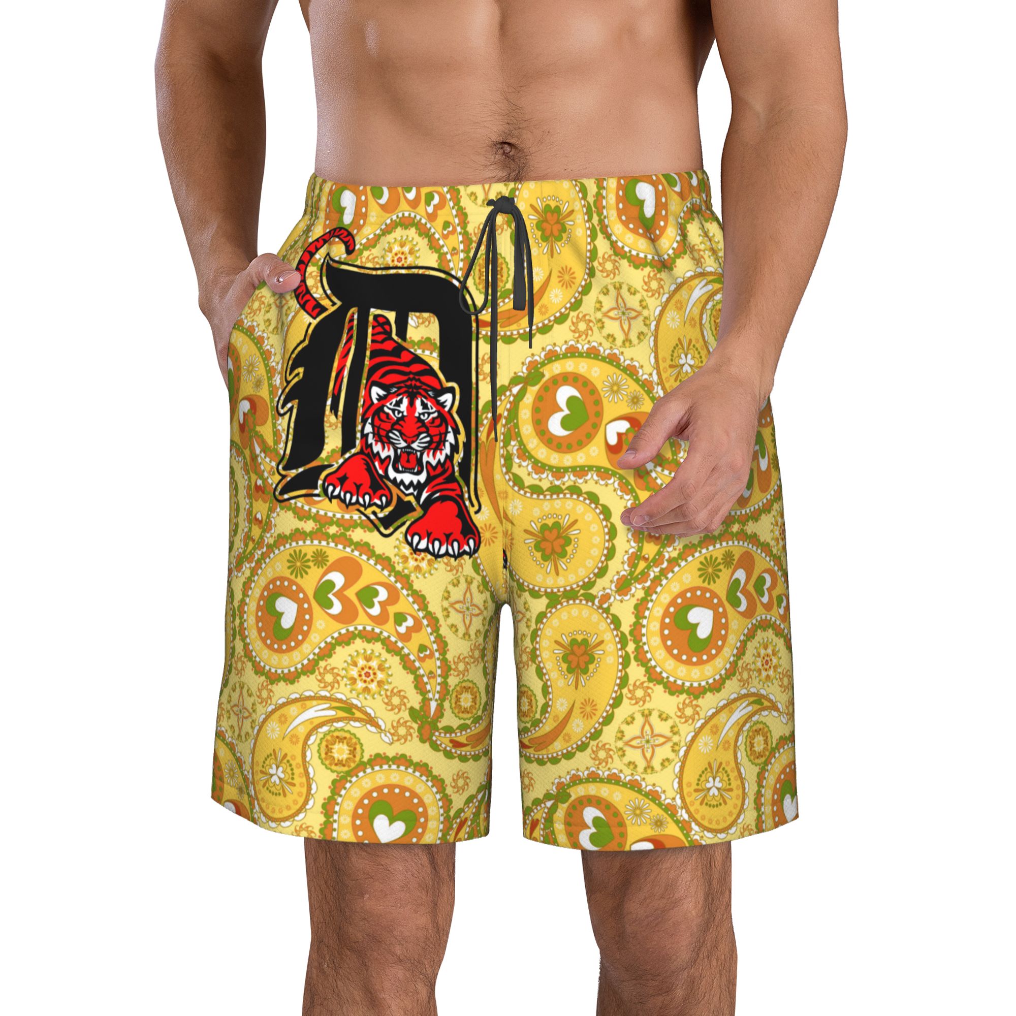 DetroitTigers Baseball Sports Men's Beach Shorts Quickdrying Casual