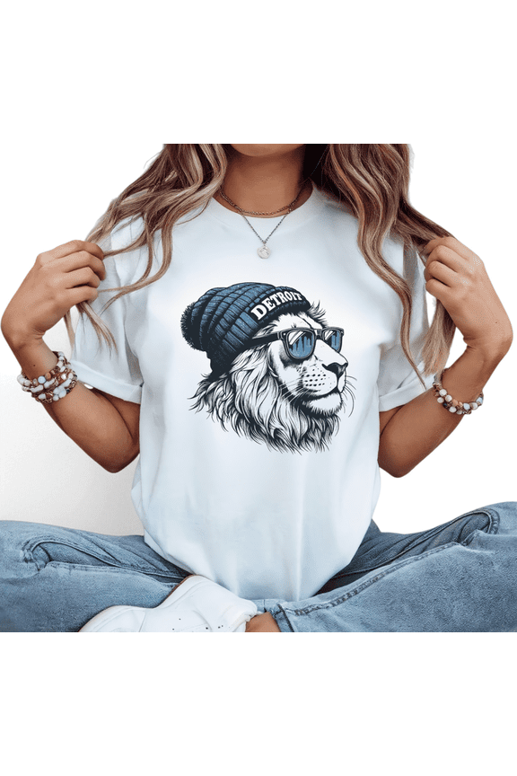 Detroit Urban Lion White S-5XL Cotton Street Style Graphic Tees Shirts Women City Hangout Tops