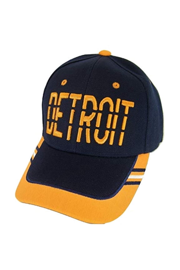Detroit Window Shade Font Men's Adjustable Baseball Cap (Navy/Orange)