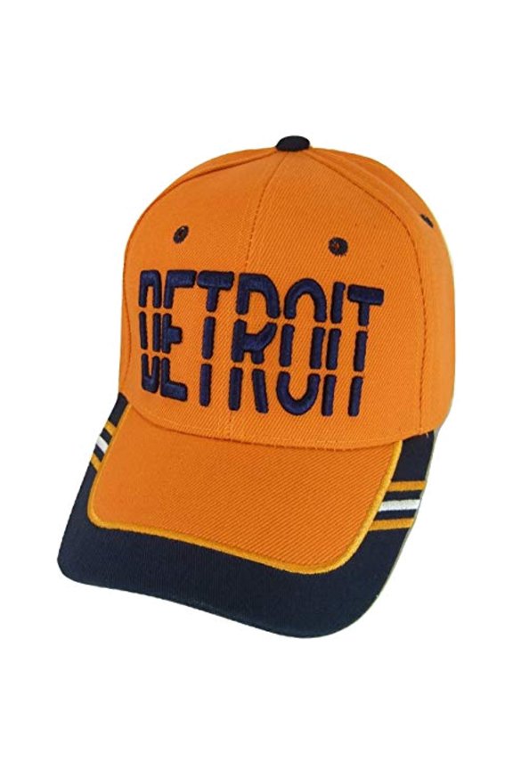 Detroit Window Shade Font Men's Adjustable Baseball Cap (Orange/Navy)