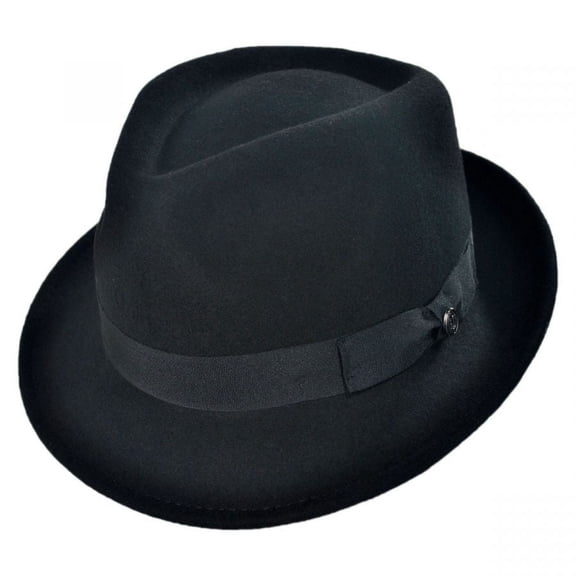 Detroit Wool Felt Trilby Fedora Hat - Black - XXL - Black