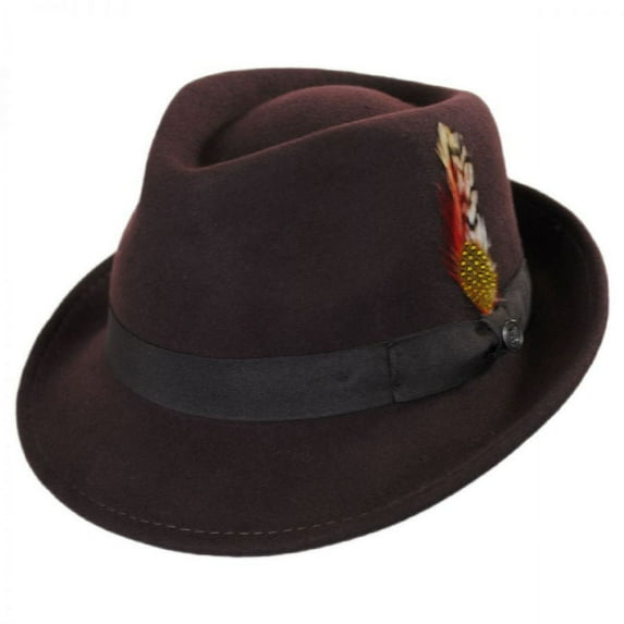 Detroit Wool Felt Trilby Fedora Hat - Brown - S - Brown