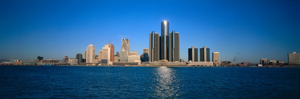 DetroitMichigan skyline Canvas Art - Panoramic Images (36 x 12)