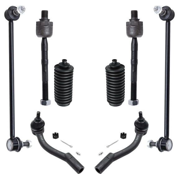 Detroitaxle - Front Inner Outer Tie Rods & Boots + Sway Bar Links Replacement for 06-11 Hyundai Accent - 8pc Set