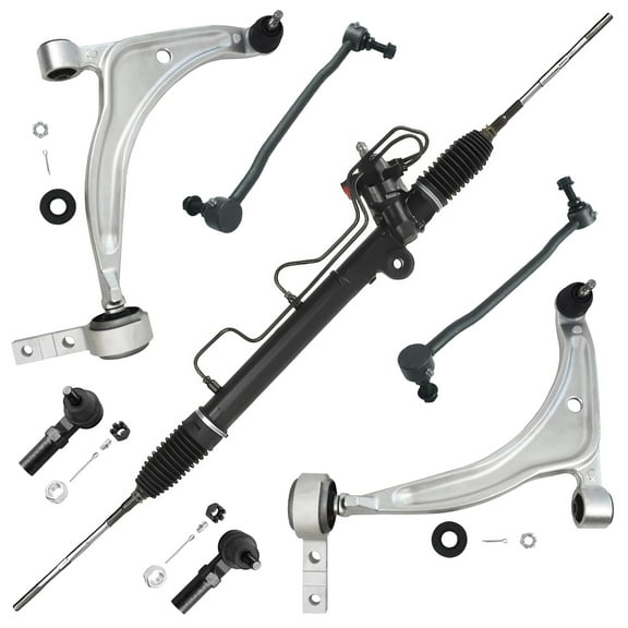 Detroitaxle - Power Steering Rack & Pinion + Front Lower Control Arms + Sway Bar Links + Outer Tie Rods Replacement for Nissan Altima Maxima - 7pc Set