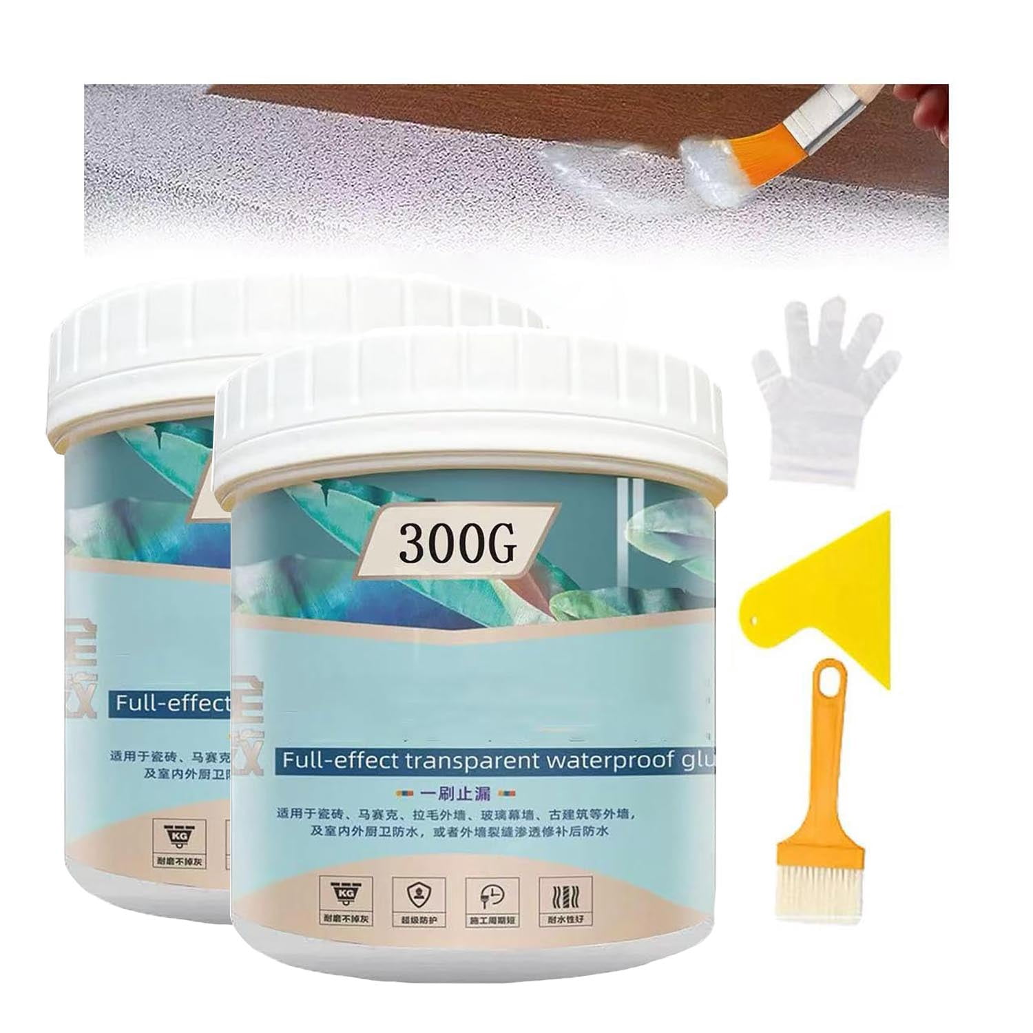 Detroitrain Transparent Waterproofing Glue, Detroitrain Polyurethane Waterproof Coating, Agent Roofs, Walls, Garden, Bathroom, Kitchen 2PCS
