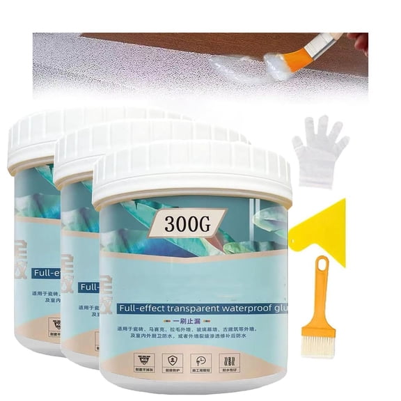 Detroitrain Transparent Waterproofing Glue, Detroitrain Polyurethane Waterproof Coating, Agent Roofs, Walls, Garden, Bathroom, Kitchen 3PCS