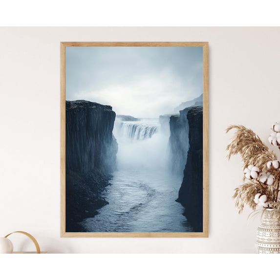 Waterfall Only Dettifoss Iceland Art Print, Powerful Waterfall, Basalt Cliffs Poster ...
