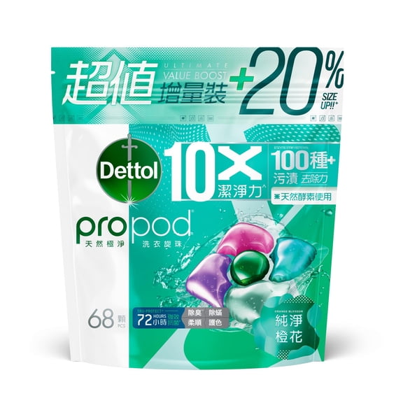 Dettol pro pod Laundry CapsulesDetergent Pacs with Odor Defense68 Count