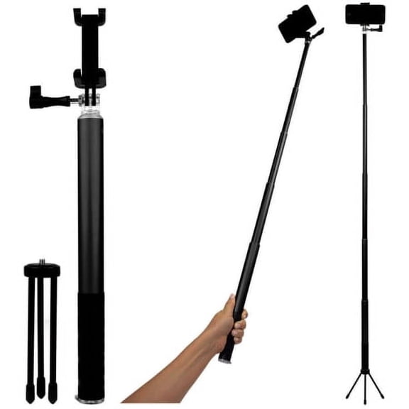 Deuce Entertainment - Wing Extendable Monopod/Tripod Selfie Stick Black