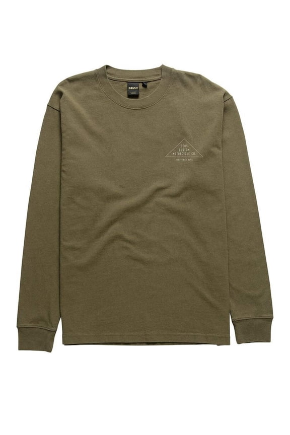 Deus Mens Parrallels Long Sleeve T-Shirt Olive Drab DMW2011240