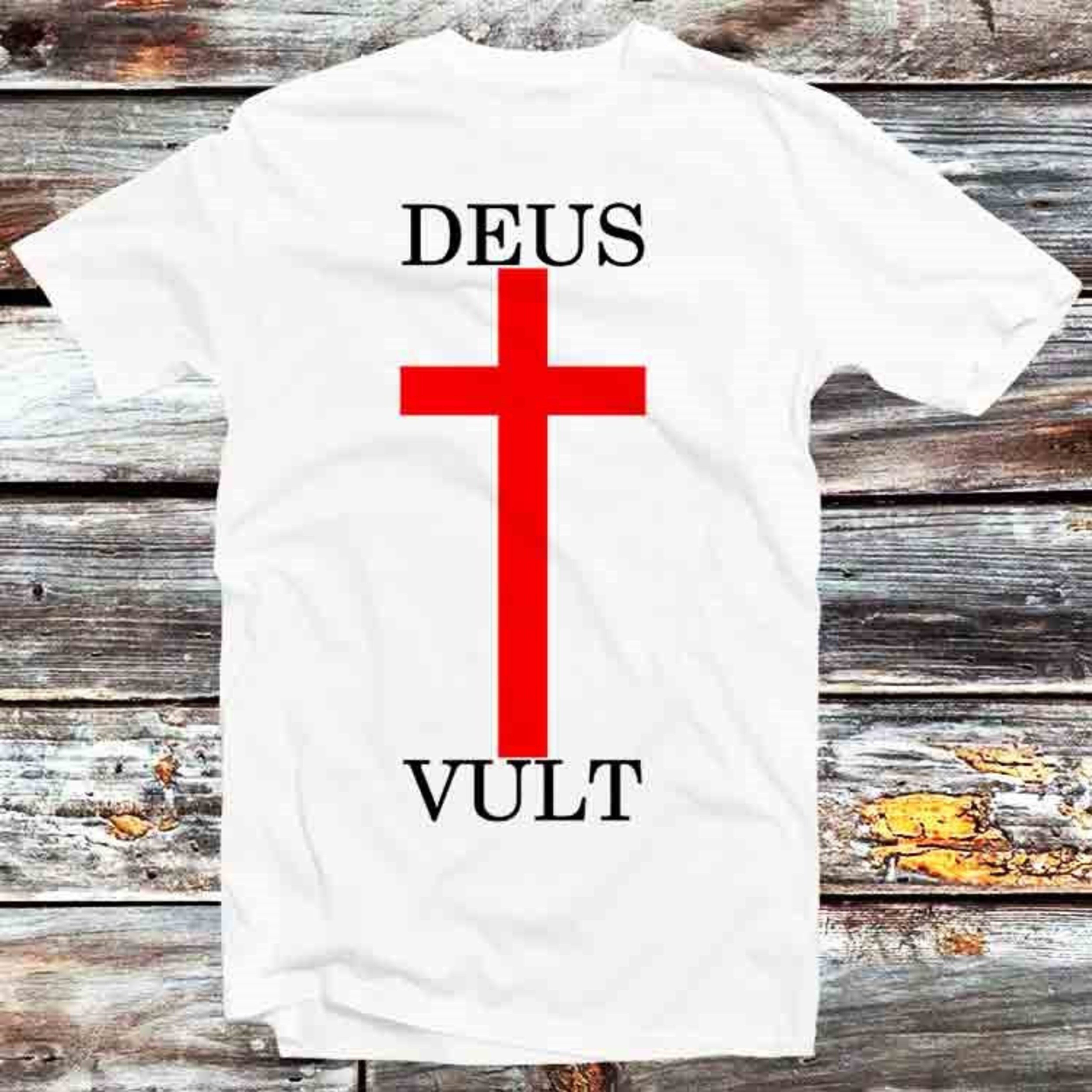 Deus Vult Catholic Religion Christian Crusade Bible T Shirt Vintage ...