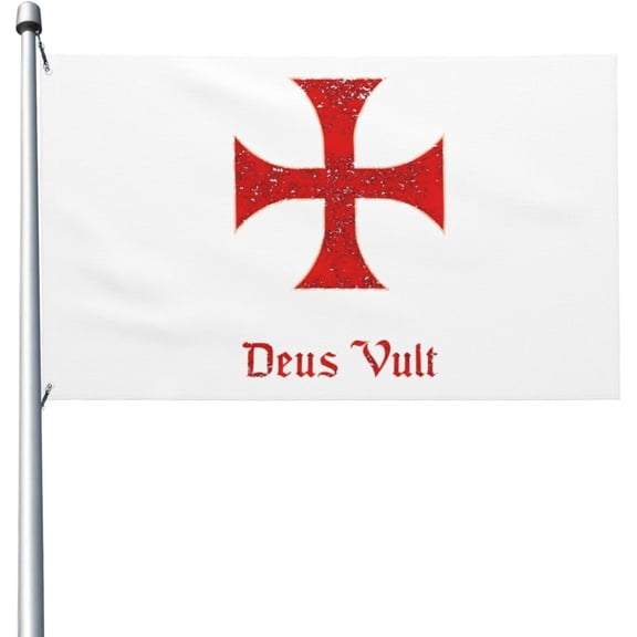 Deus Vult CrAmericander Templar Cross Flag 3x5 Ft Double Sided Outdoor, Garden Yard Decoration Banner with Brass Grommets, for Home, Porch, Wall