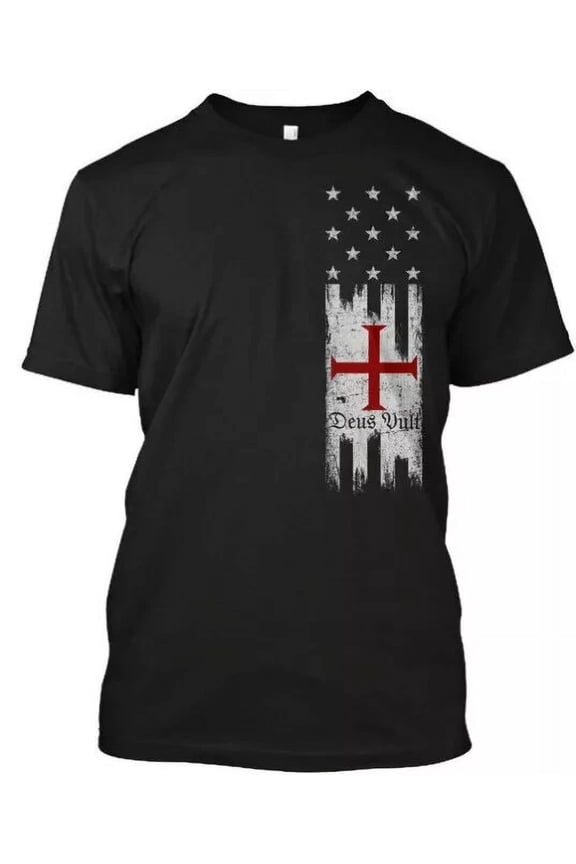 Deus Vult Flag T-Shirt Unisex S-5XL Hot Trending Shirt, Vintage Birthday Gift
