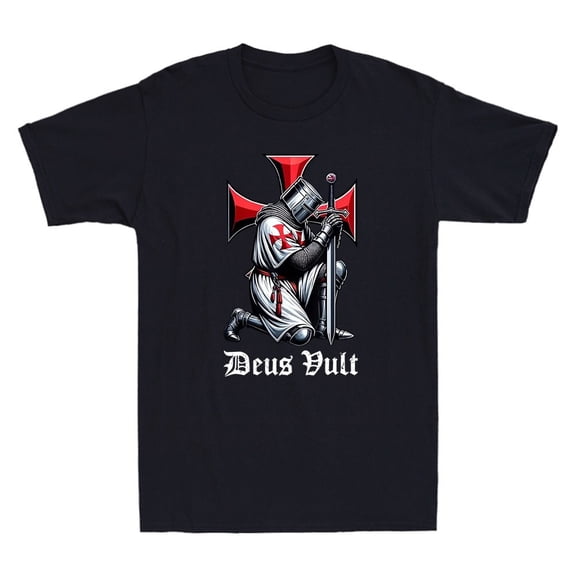 Deus Vult Knight Templar Christian Crusader Cross T-Shirt