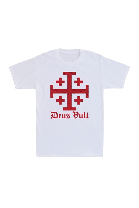 Deus Vult Order of the Holy Sepulchre Jerusalem Cross Vintage Men's T-Shirt