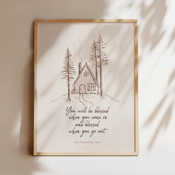Deuteronomy 286 Blessed When You Come In Scripture Christian Wall Art, Unframed Canvas 8x10in
