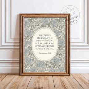 Deuteronomy 8 18 Scripture Wall Art Bible Verse Wealth Unframed Paper Print
