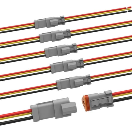 Deutsch 3 Pin Connector Kit Waterproof Electrical Connector 16 AWG Male and Female Automotive Wire Connectors for Car Truck Boat, Dt Connector 6 Sets