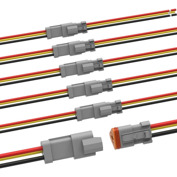 Deutsch 3 Pin Connector Kit Waterproof Electrical Connector 16 AWG Male and Female Automotive Wire Connectors for Car Truck Boat, Dt Connector 6 Sets