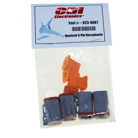 Deutsch DT 6-Pin Receptacle with Locking Wedge Waterproof Female for Outboard Engine Wiring Compatible with Johnson Evinrude Marine Replaces CDI 923-4687 DT06-6S OEM 514687