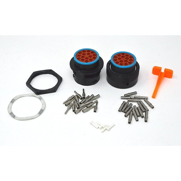Deutsch HDP20 Bulkhead 16-pin Connector kit, 12-14 AWG Solid Contacts (Made in USA)