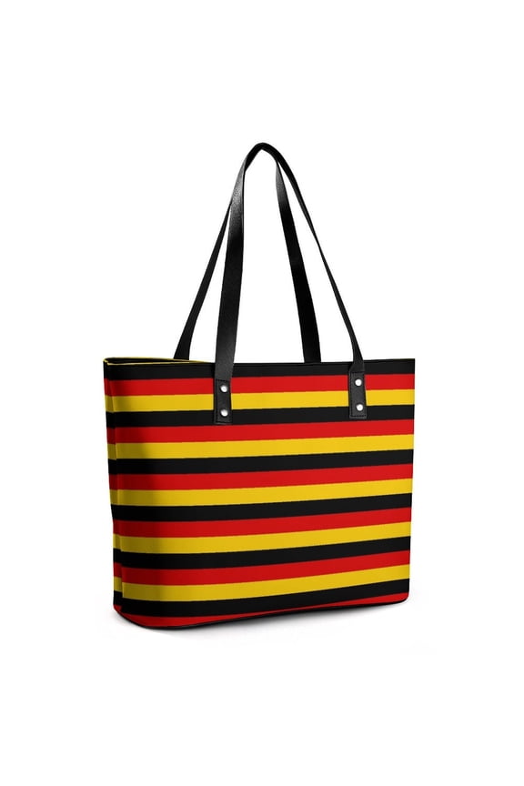 Deutsche Flagge Germany Flag Woman Leather Handbags Large Tote Bag Fashion Portable Handbags With Zipper