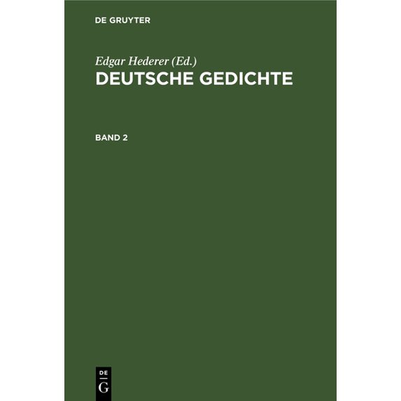 Deutsche Gedichte. Band 2, (Hardcover)