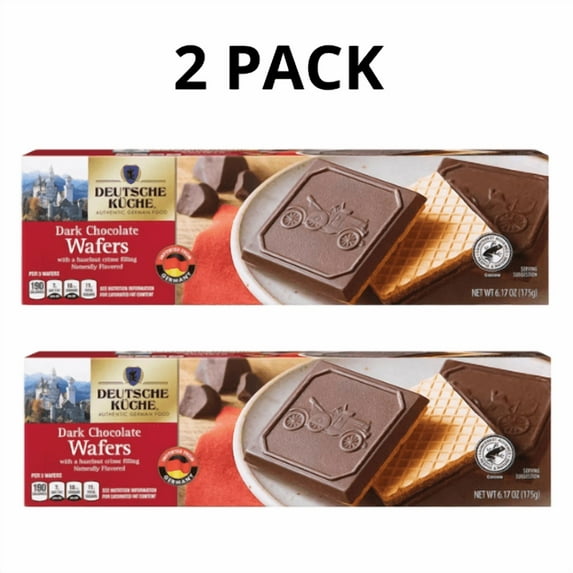 Deutsche Küche Dark Chocolate Wafers with a Hazelnut Creme Filling 2 PK 6.17 oz