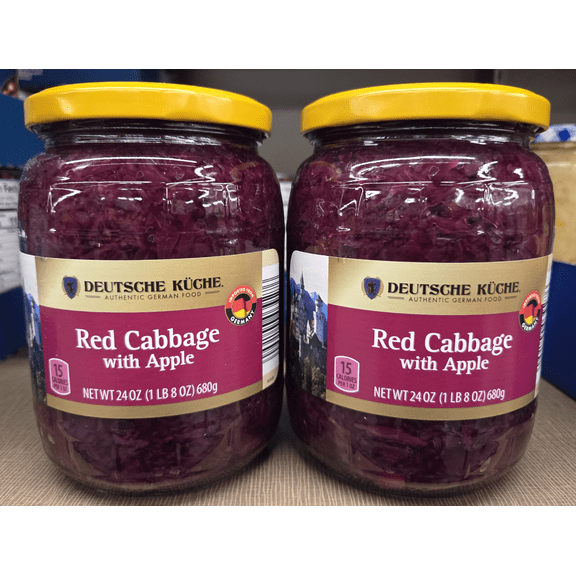 Deutsche Kuche Authentic German Food Red Cabbage with Apple 24oz 680g (2 Jars)